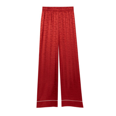 "love is love" satin jacquard trousers - red ochre;