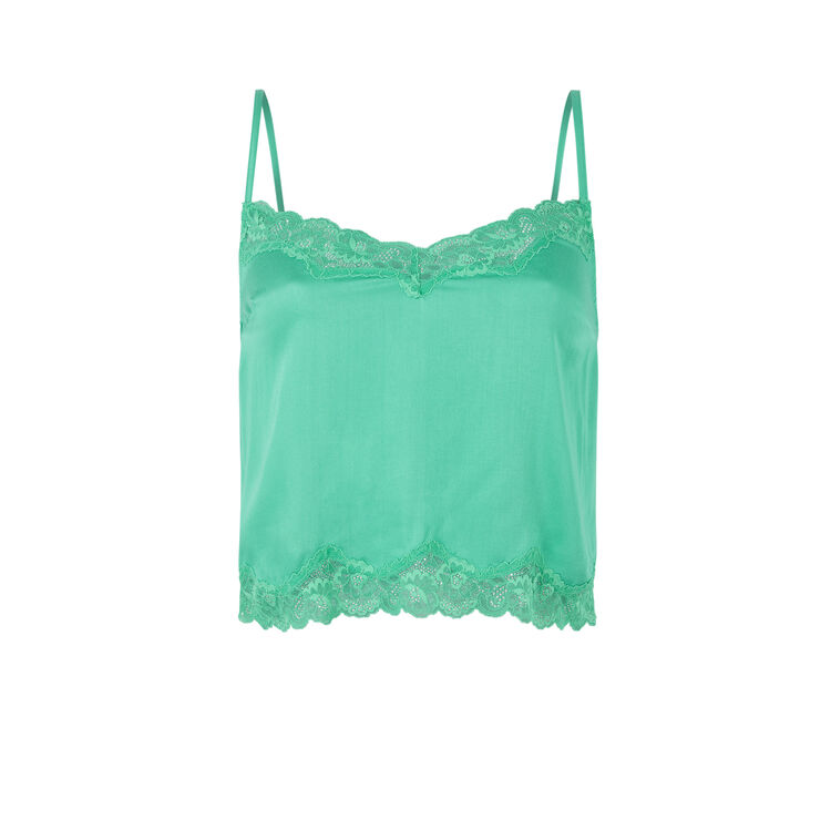 Sexysatiz top with narrow satin straps emerald green.