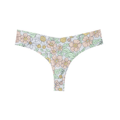 microfibre thong with floral pattern - purple;