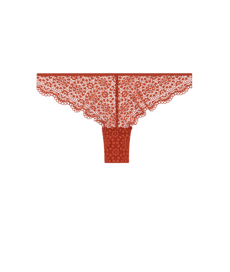Lace tanga briefs - brown brown.