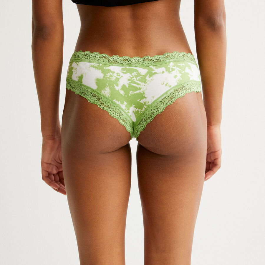 cotton tie-dye shorty with lace - green;