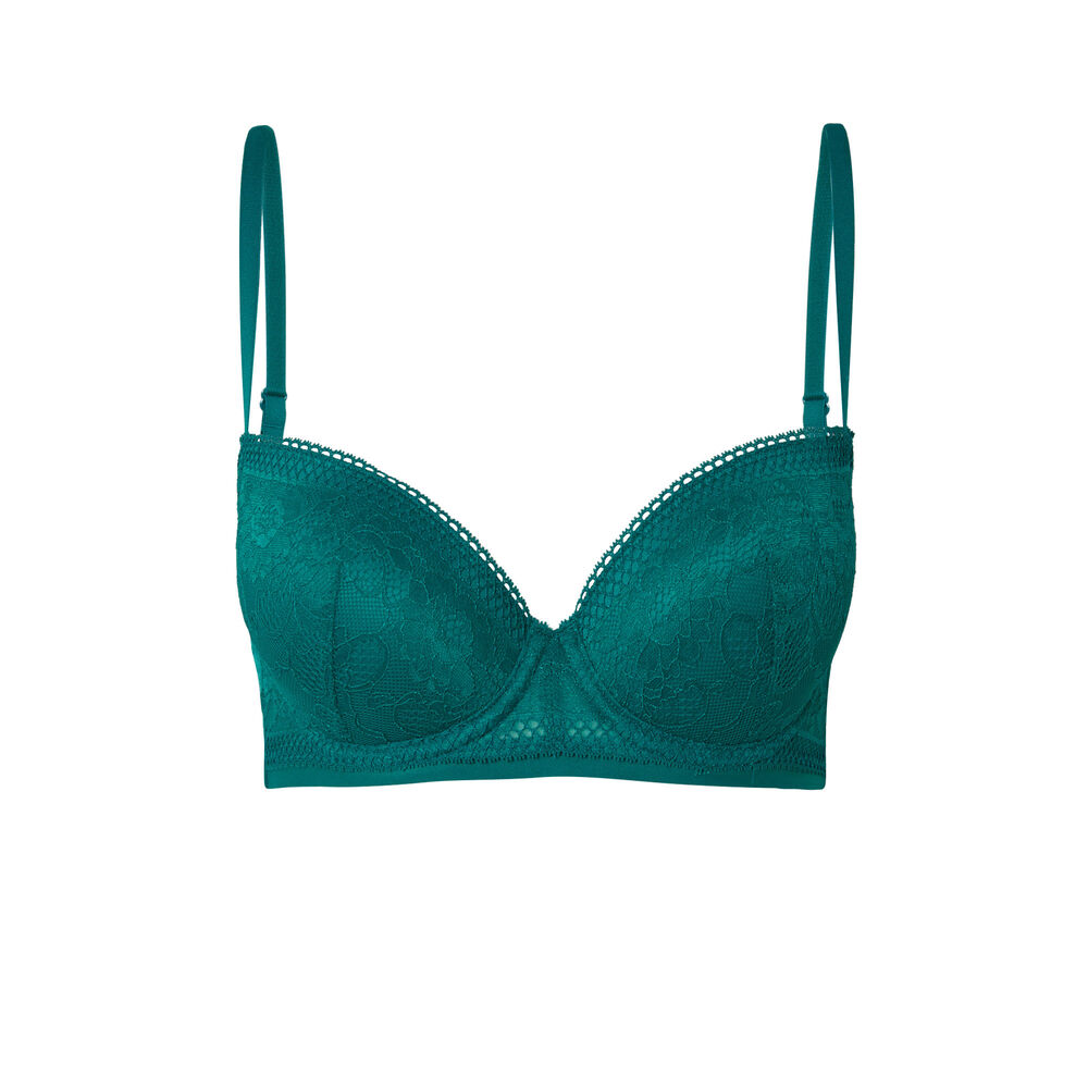 Padded lace bra - green green.