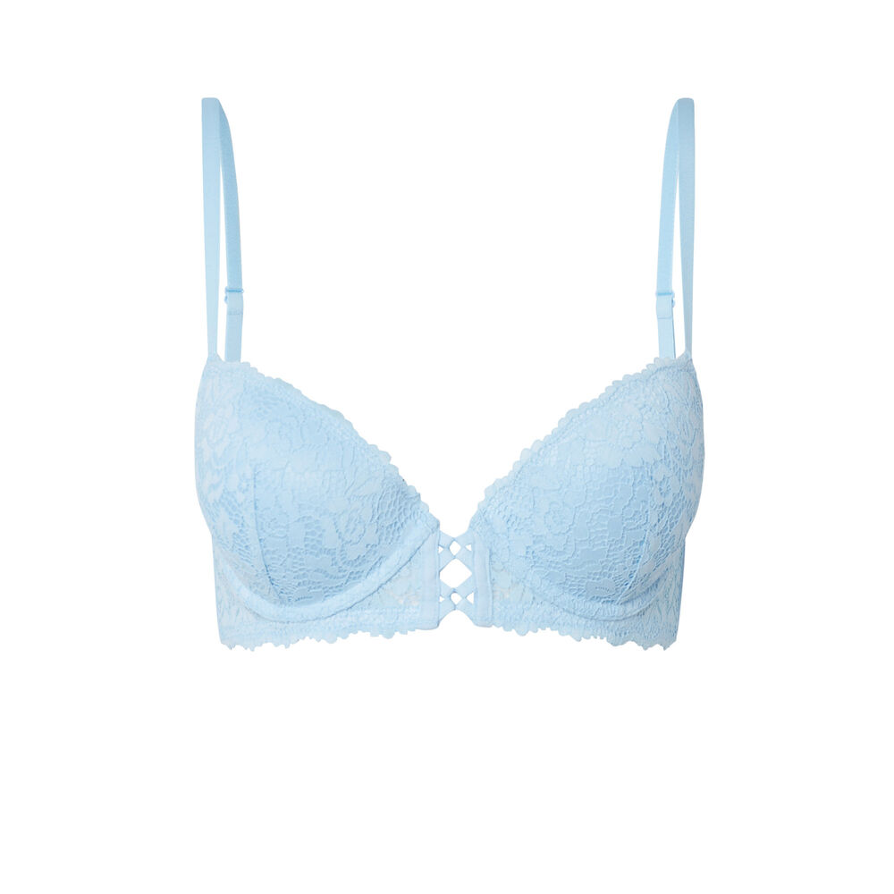 Floral lace push-up bra - blue blue.