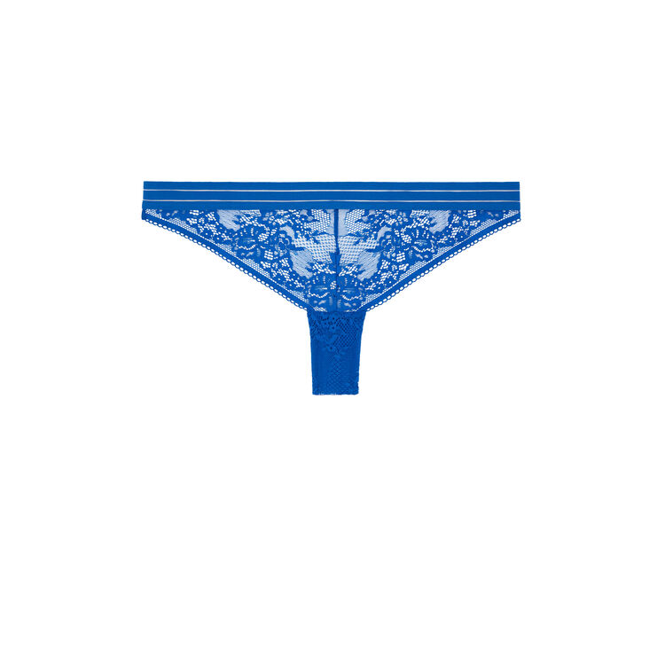 Coolgirliz lace tanga briefs with band detailing royal blue.