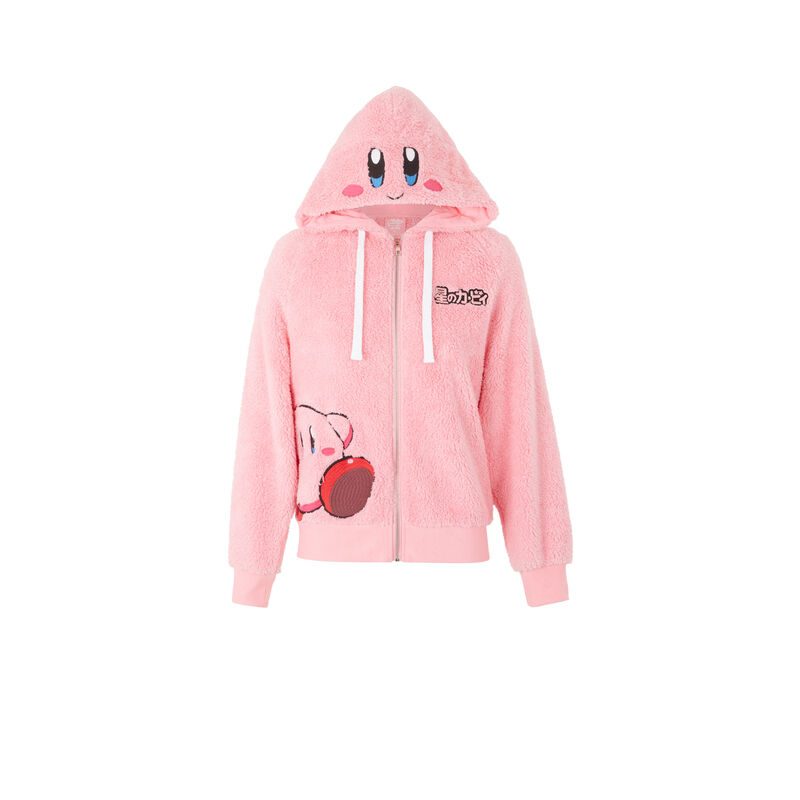 Kirbiz fleece jacket with embroidered kirby motifs pink.