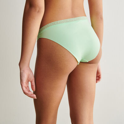 briefs in clean cut microfibre and lace - green clay;