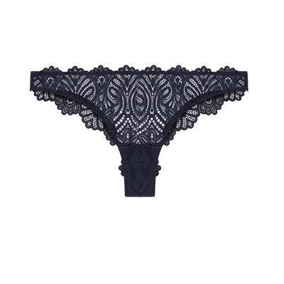 thong with tie detail - navy blue;
