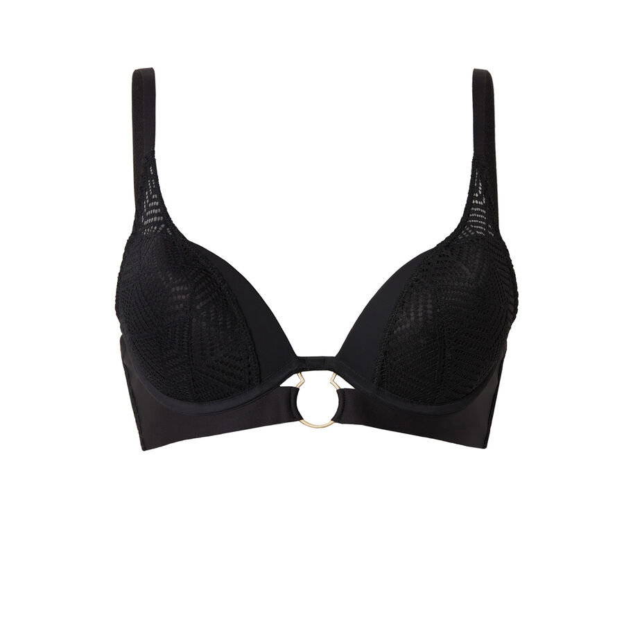 push-up bra with a ring detail - black;