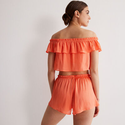 flowing ruffled shorts - red;