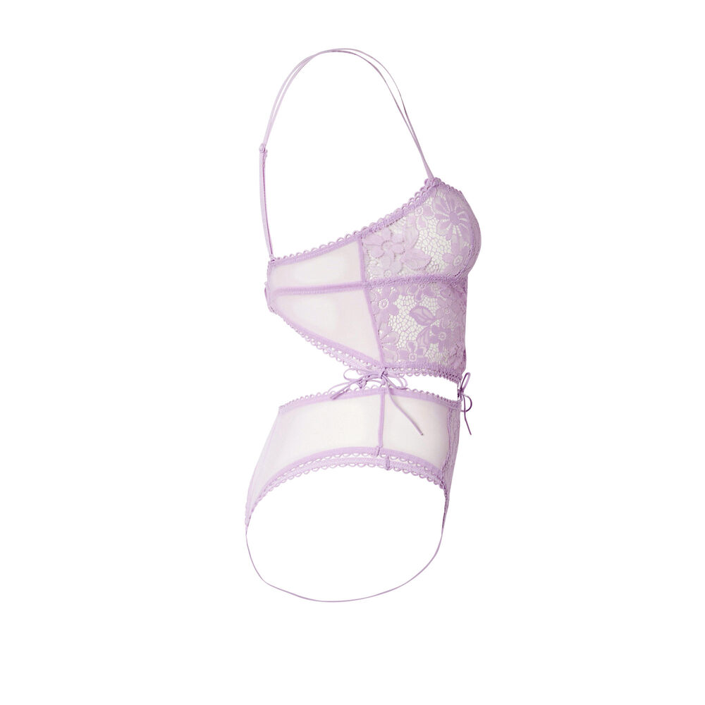 Corset effect 100% lace body - lilac purple.