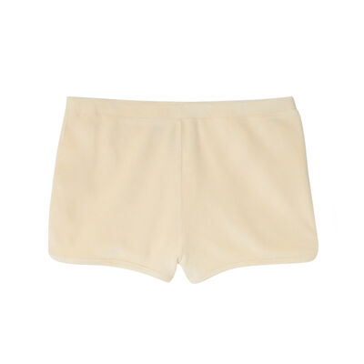 plain velvet shorts - pale yellow;