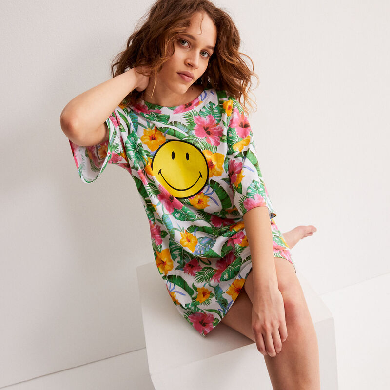 Floral Smiley tunic - white Floral Smiley tunic - white;