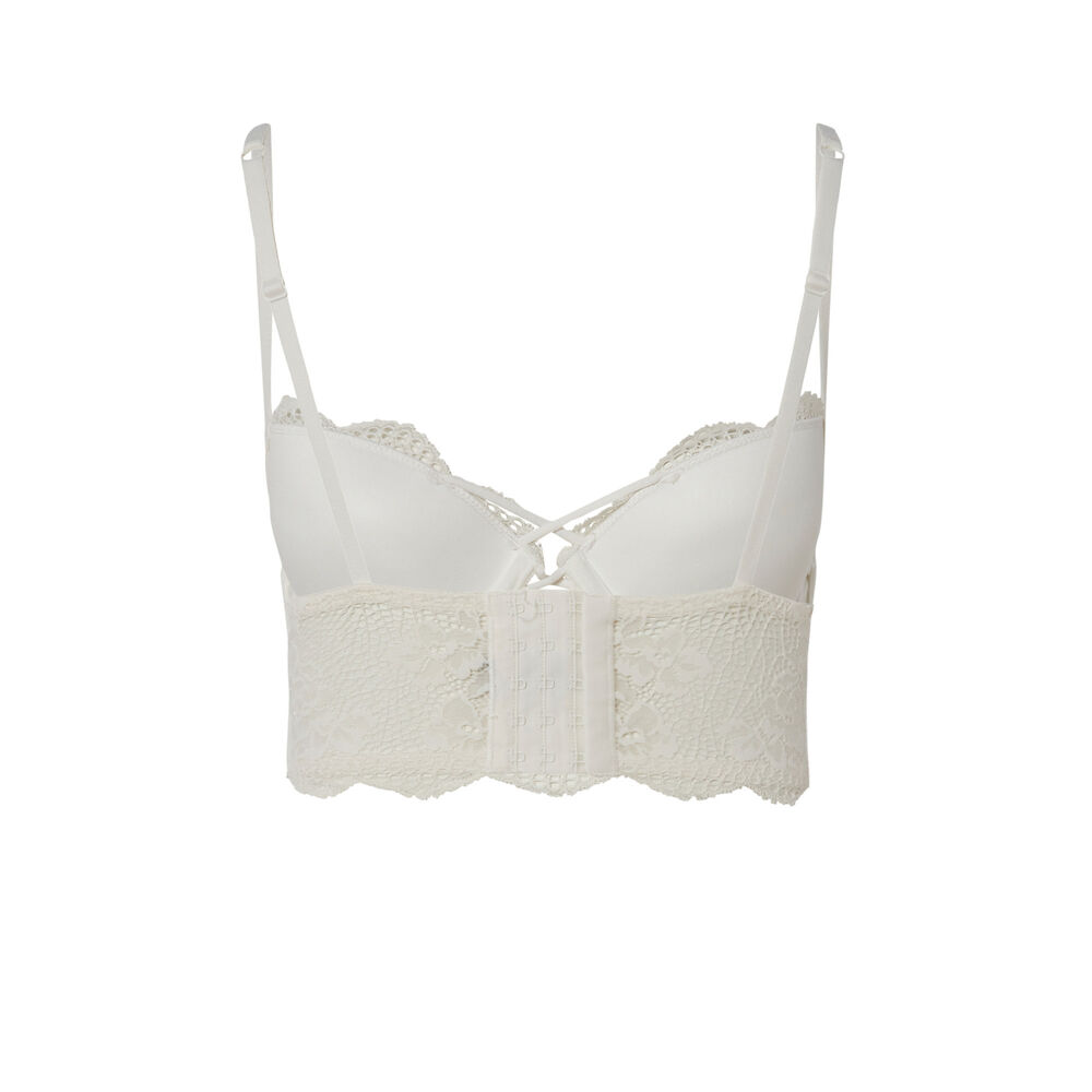 Push-up low-cut bustier bra with lacing - off-white off-white.