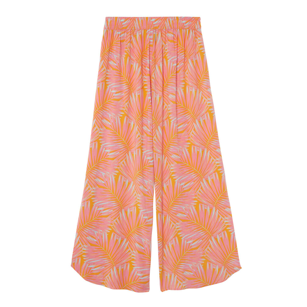 Wide open trousers with palm motifs - orange orange.