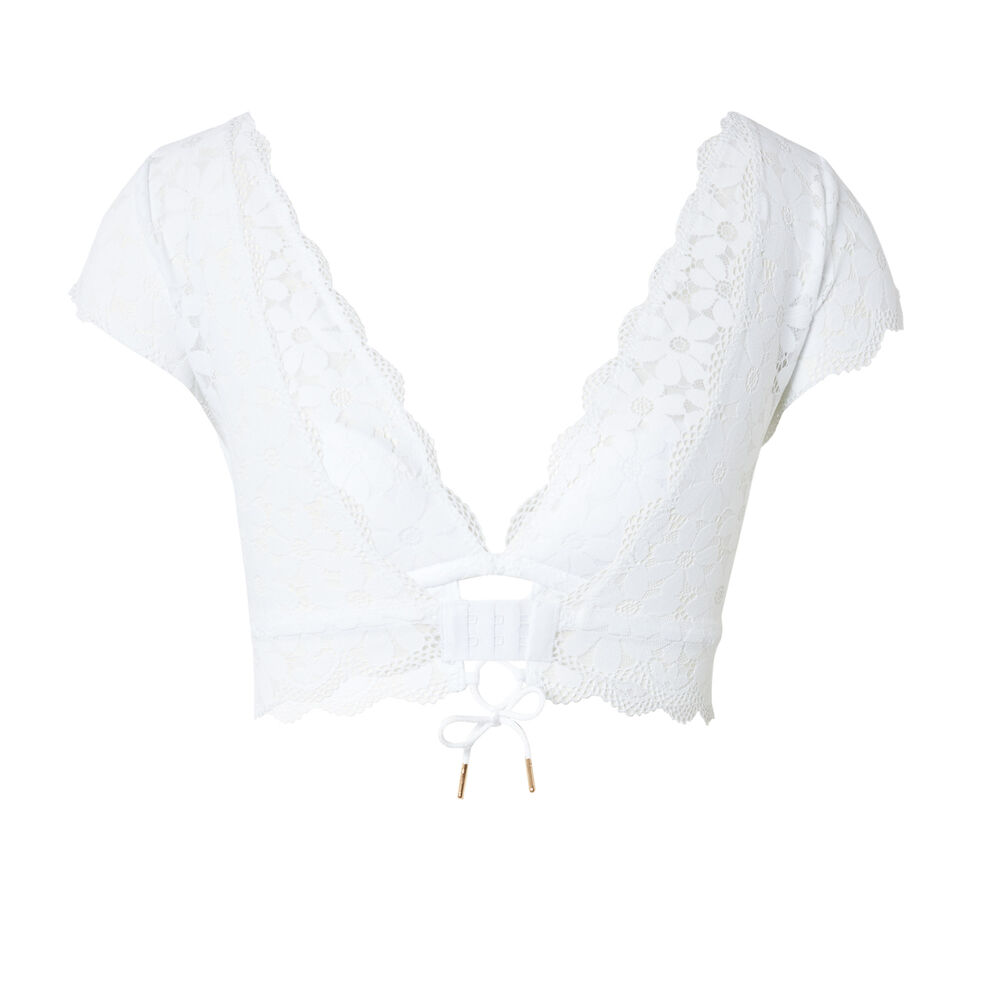 Lace shoulder bra - white white.