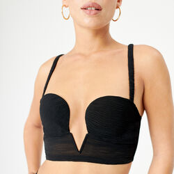 strapless bustier with pleated fabric