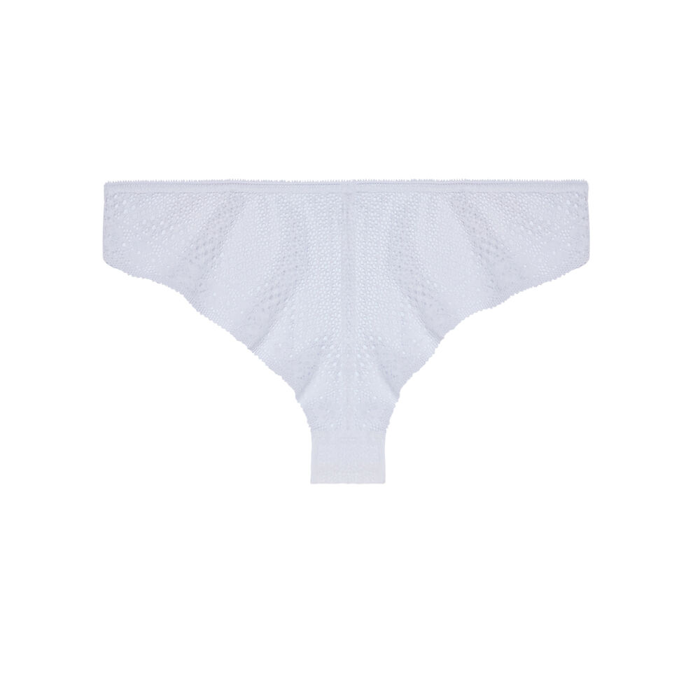 Lace tanga briefs - white white.