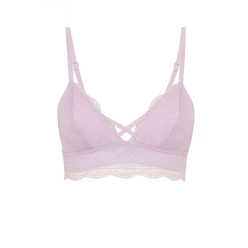 Non-wired triangle bra - white purple.