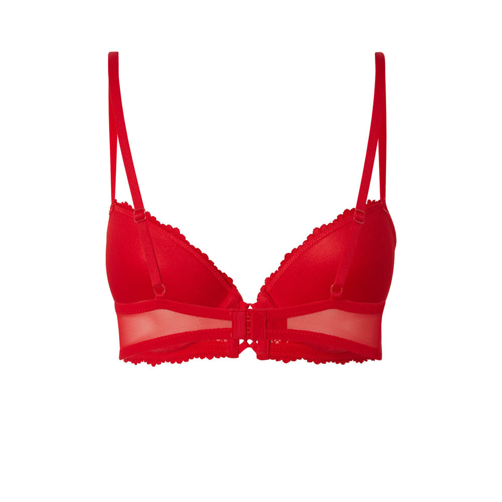 Floral lace push-up bra - red red.