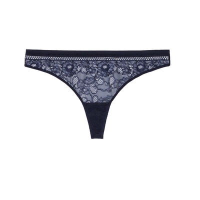 lace thong - navy blue;