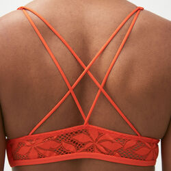 floral lace triangle bra with straps;