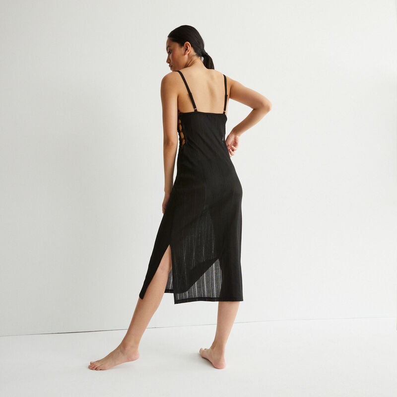 long cut-out bust dress with rings - black long cut-out bust dress with rings - black;