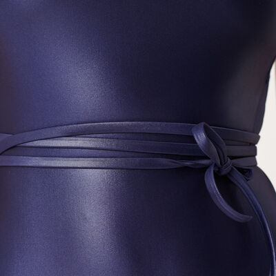 One-piece shiny swimsuit - navy blue;