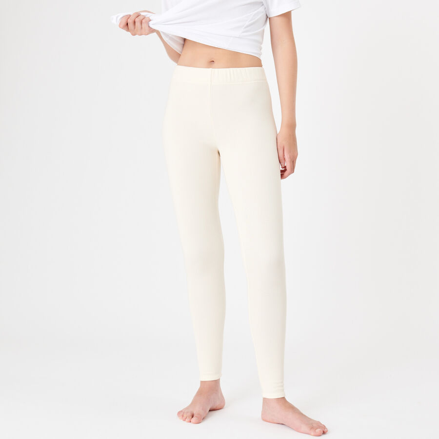 fur-lined leggings - off-white;