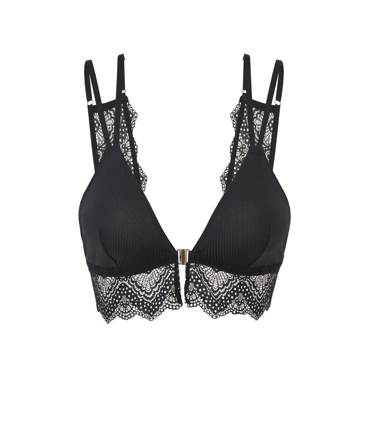 Marceliz micro/lace wire free triangle bra black.