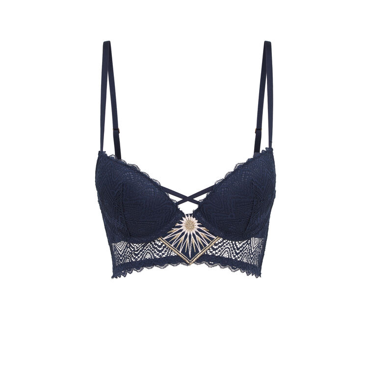 Horoscopiz midnight blue push-up bustier bra blue.