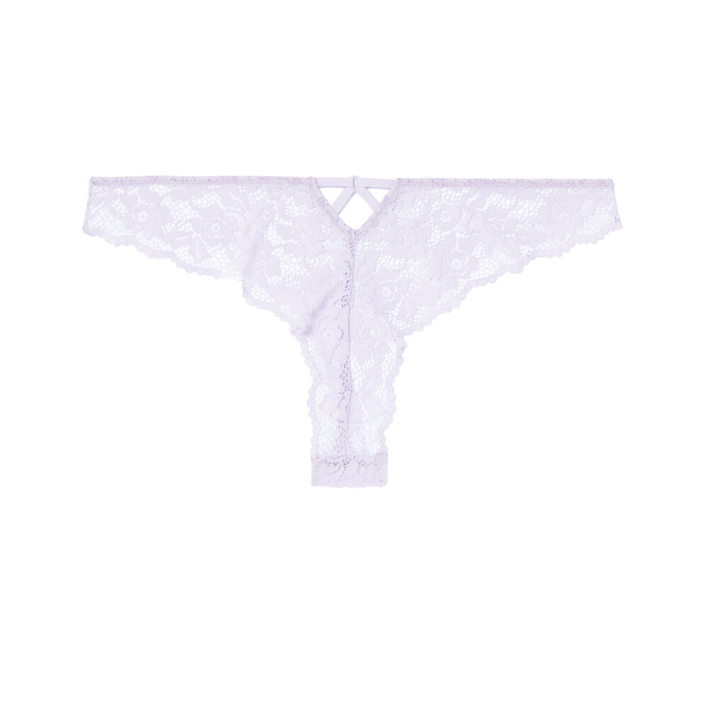 Floral lace tanga briefs - lilac purple.