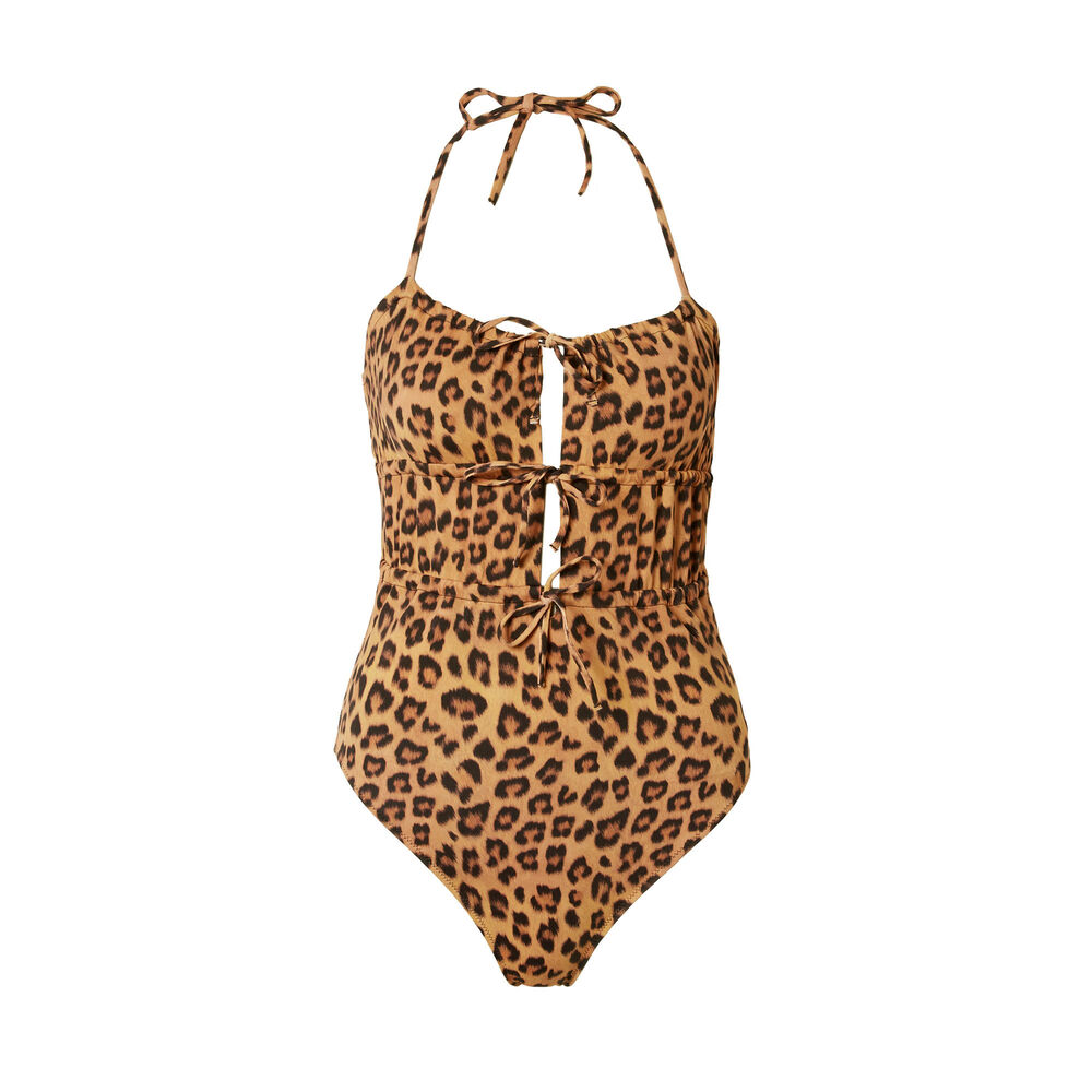 Leopard print one-piece swimwear - brown brown.