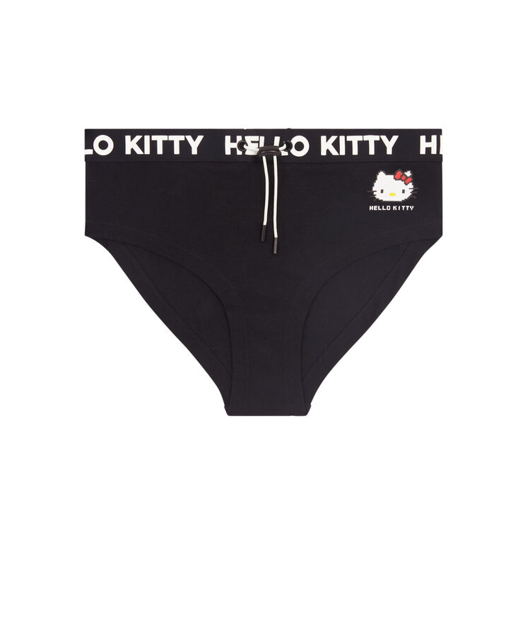 Majtki z podwyższoną talią, nadruk hello kitty hellokittiz czarny.