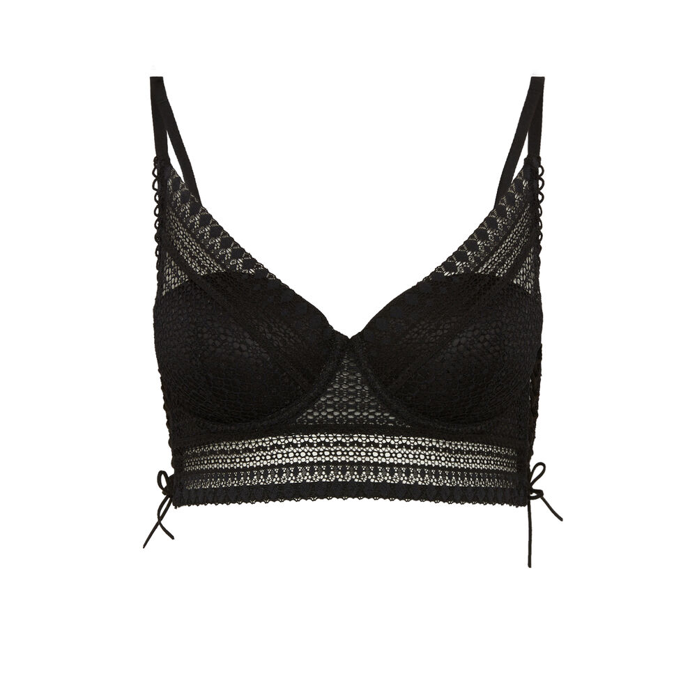 Lace push-up bustier bra and corset details - black black.