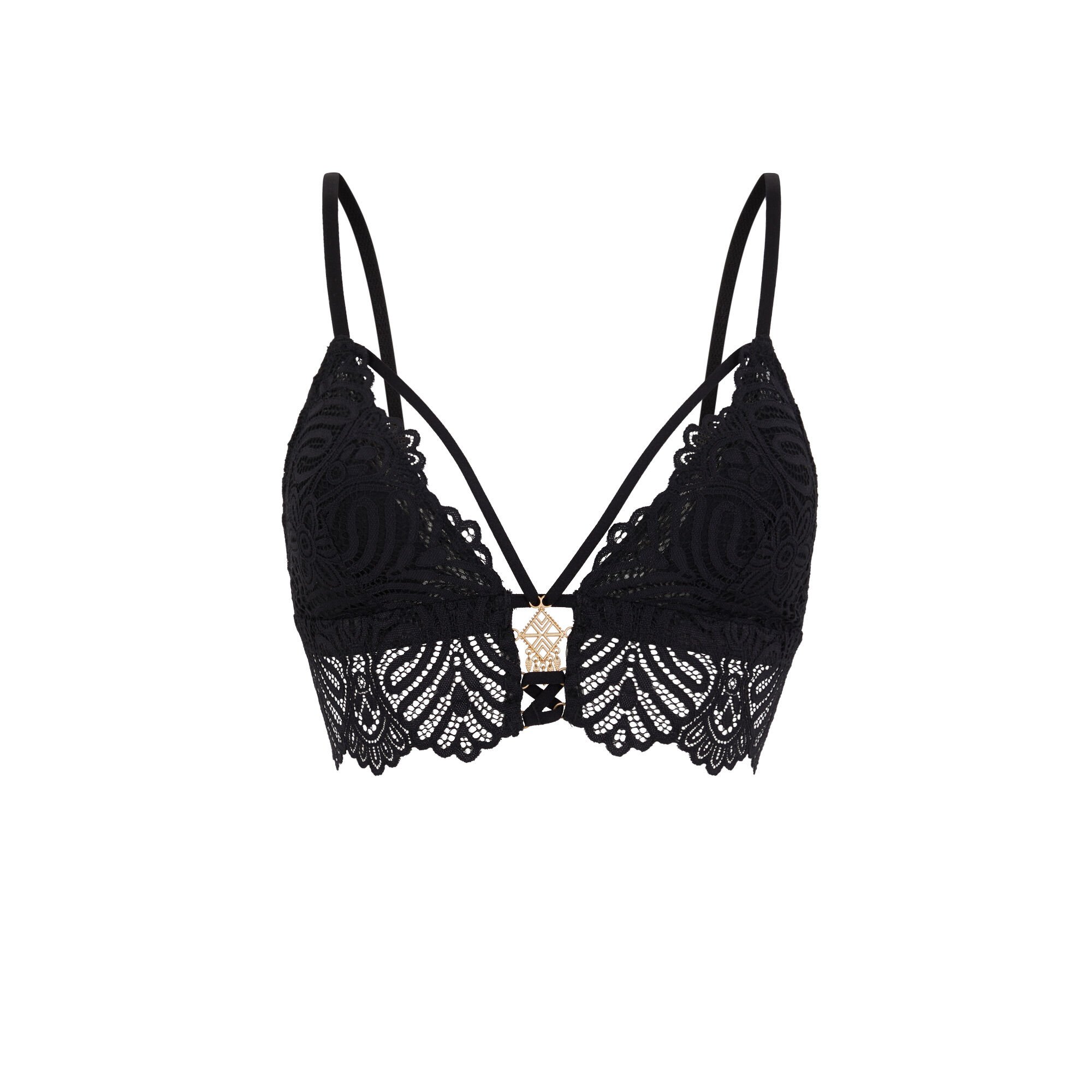 black lace triangle bralette