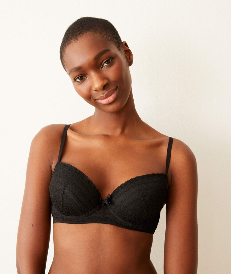 Lace padded bra - black black.