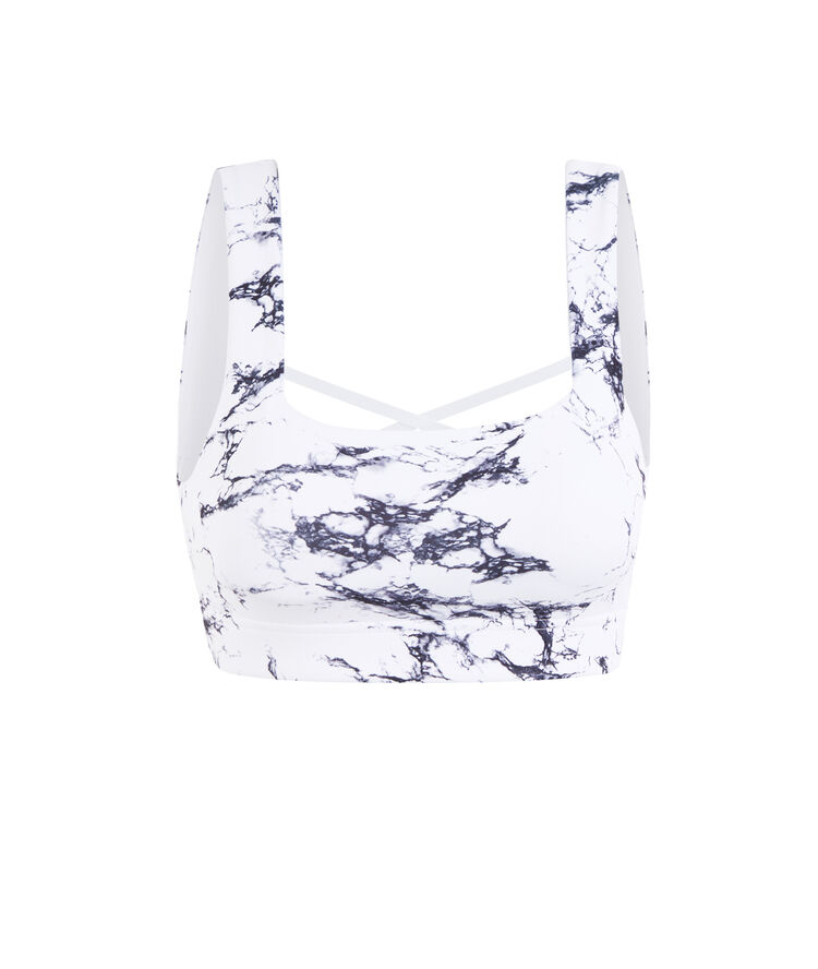 Yogamarbliz marble print sports bra white.