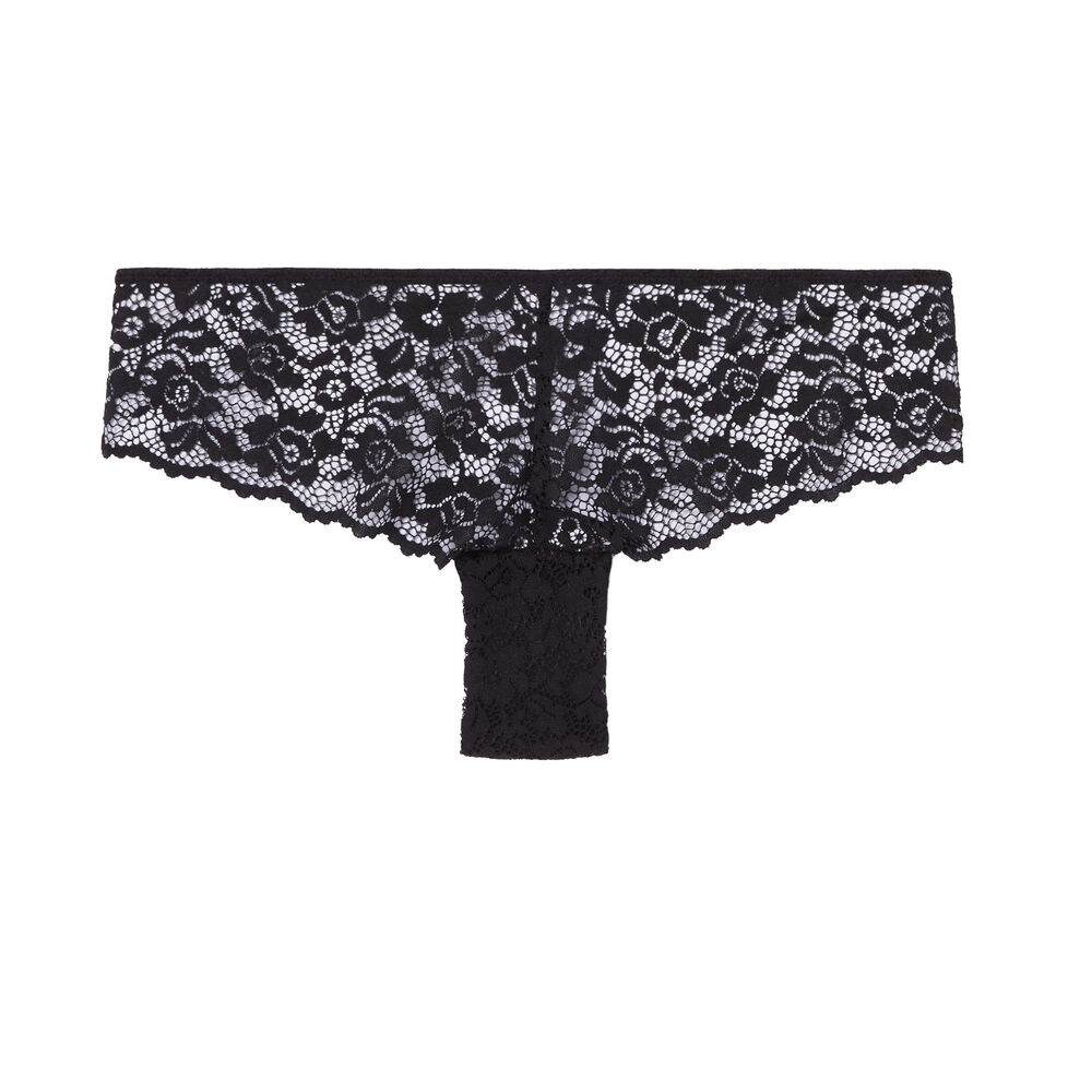 Floral lace shorty - black black.