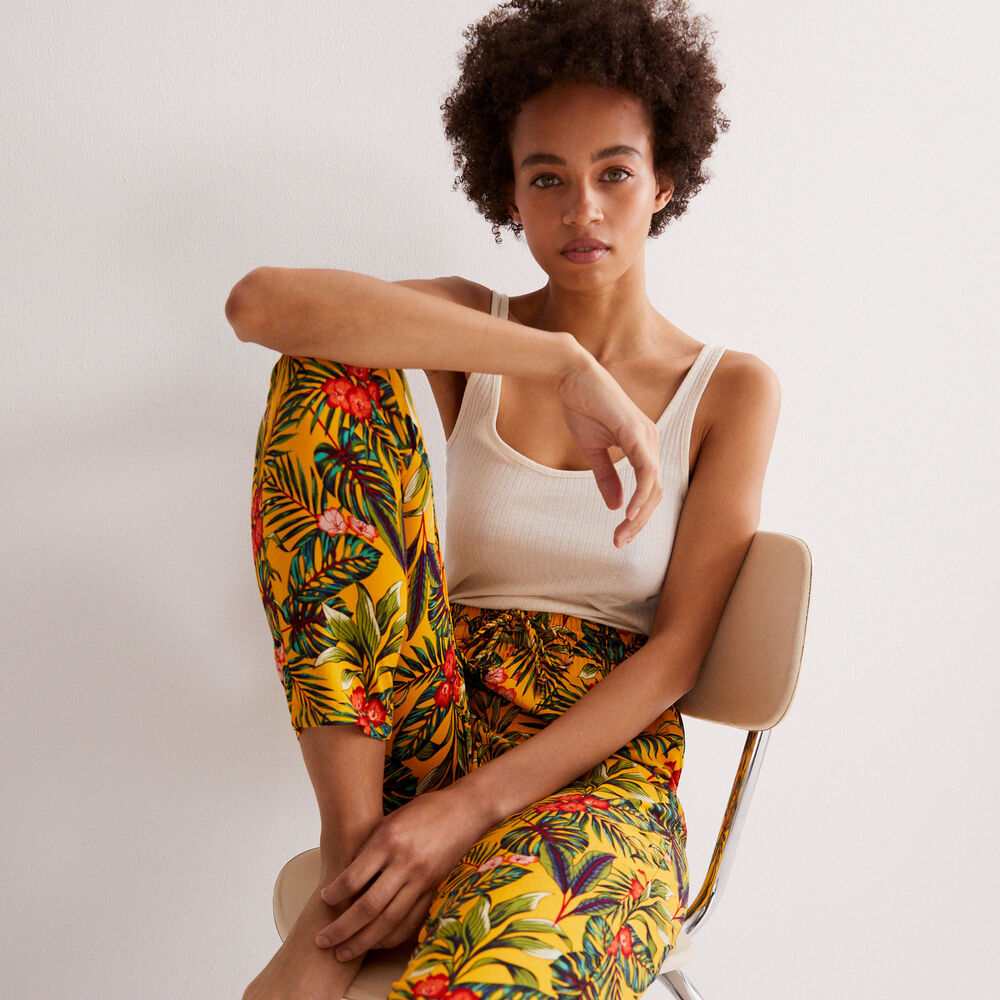 Tropical print trousers - black black.