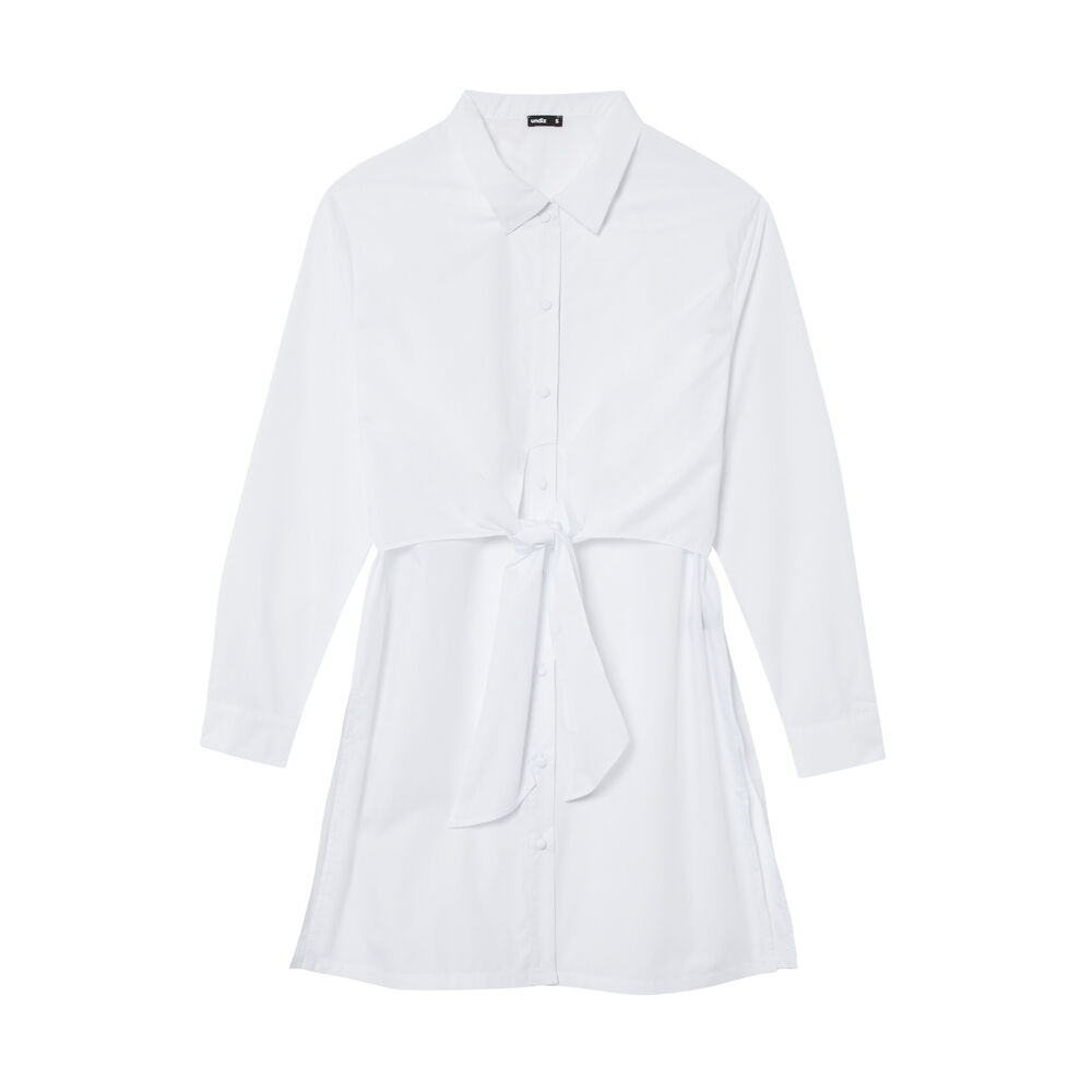 Tie-effect shirt dress - white white.