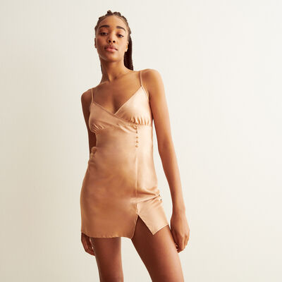 babydoll wrap-over top - nude pink;