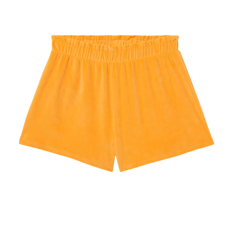 Velour shorts with a gathered waistband - orange Velour shorts with a gathered waistband - orange;