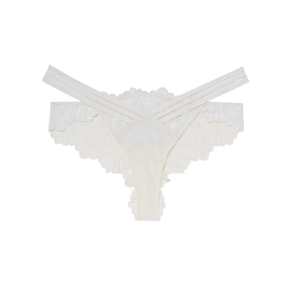 Lace insert tanga briefs - off-white off-white.
