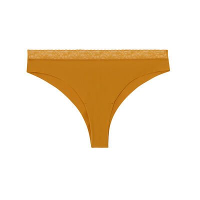 plain microfibre thong - ochre yellow;