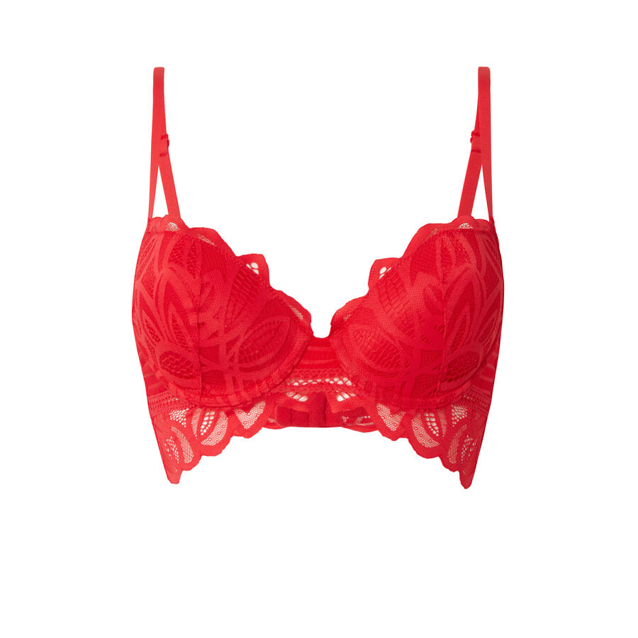 double lace padded bra - red;
