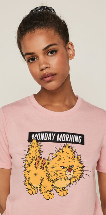 Nompndayiz toulouse print short-sleeved aristocats top pink.