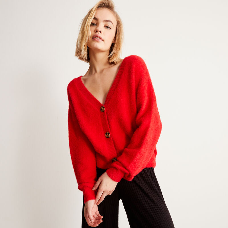 Fleece cardigan with buttons - red Fleece cardigan with buttons - red;