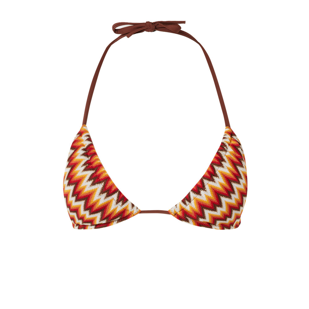 Crochet triangle bikini top - multicoloured orange.