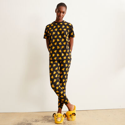 Trousers with Simba print - black;
