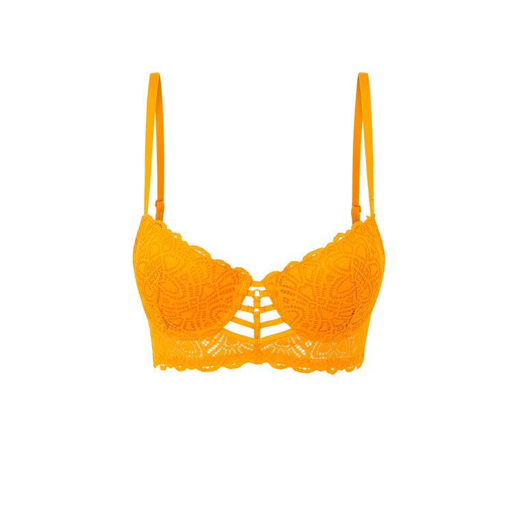 Push-up-bh in bustier-form aus spitze marceliz safrangelb.